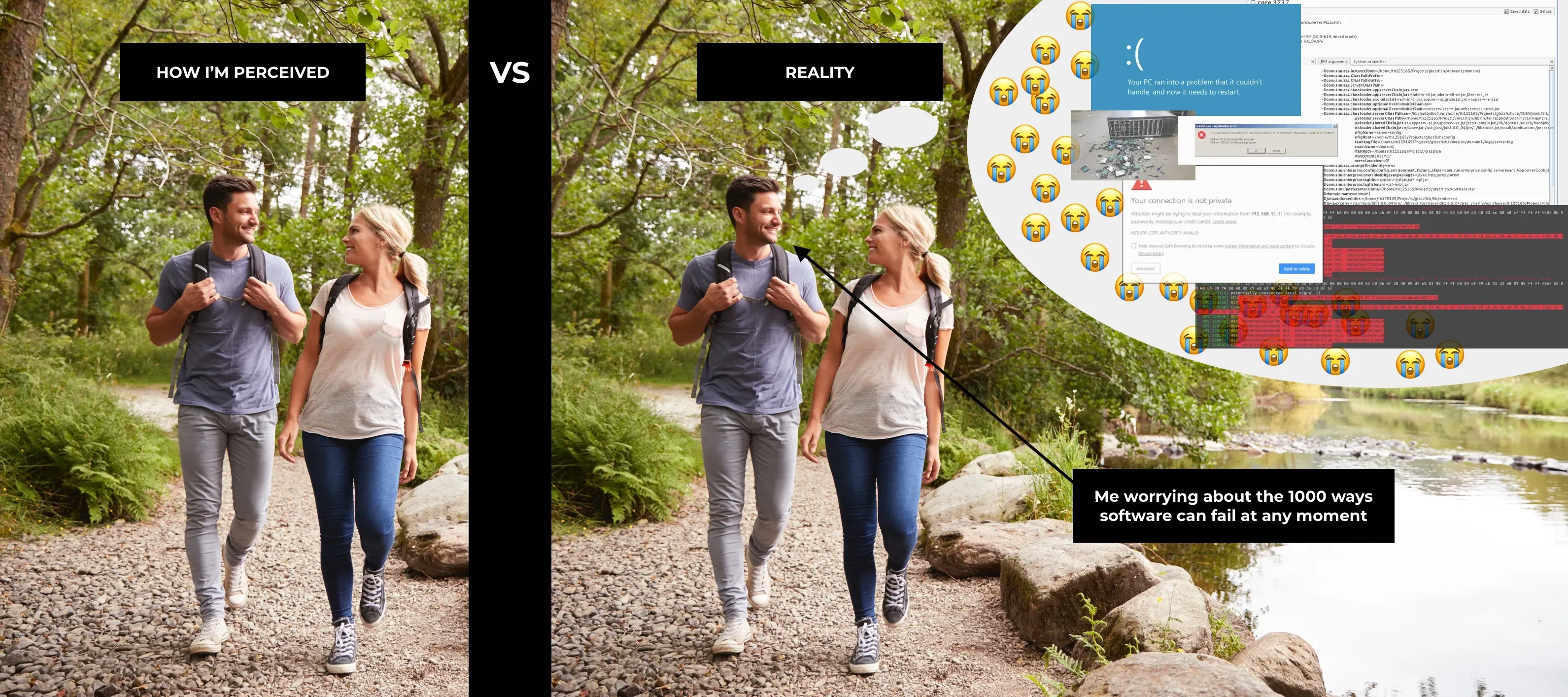 Me, on a supposedly relaxing walk with my girlfriend, always worrying about my software (image credit: iStockphoto)